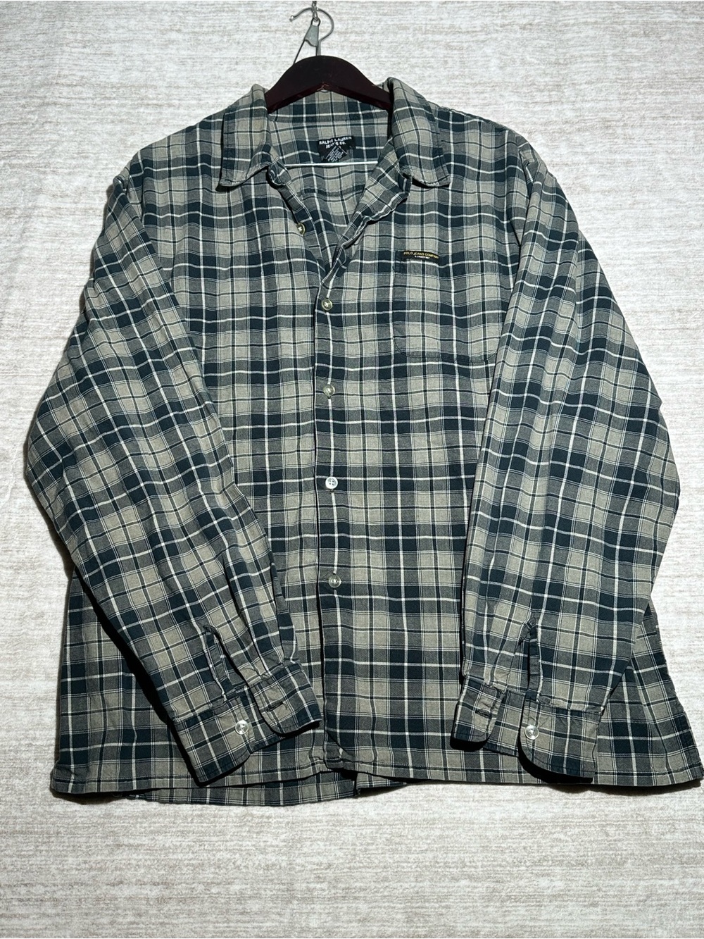 Polo by Ralph Lauren Forest Green and Cream Plaid Button-Down Shirt